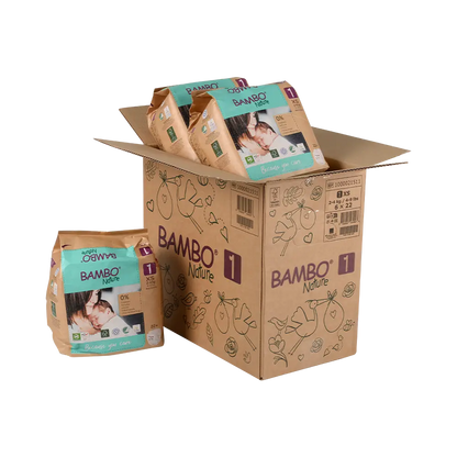 Bambo Nature Luiers Maandbox Maat 1 ( 2-4 kg), 132 stuks