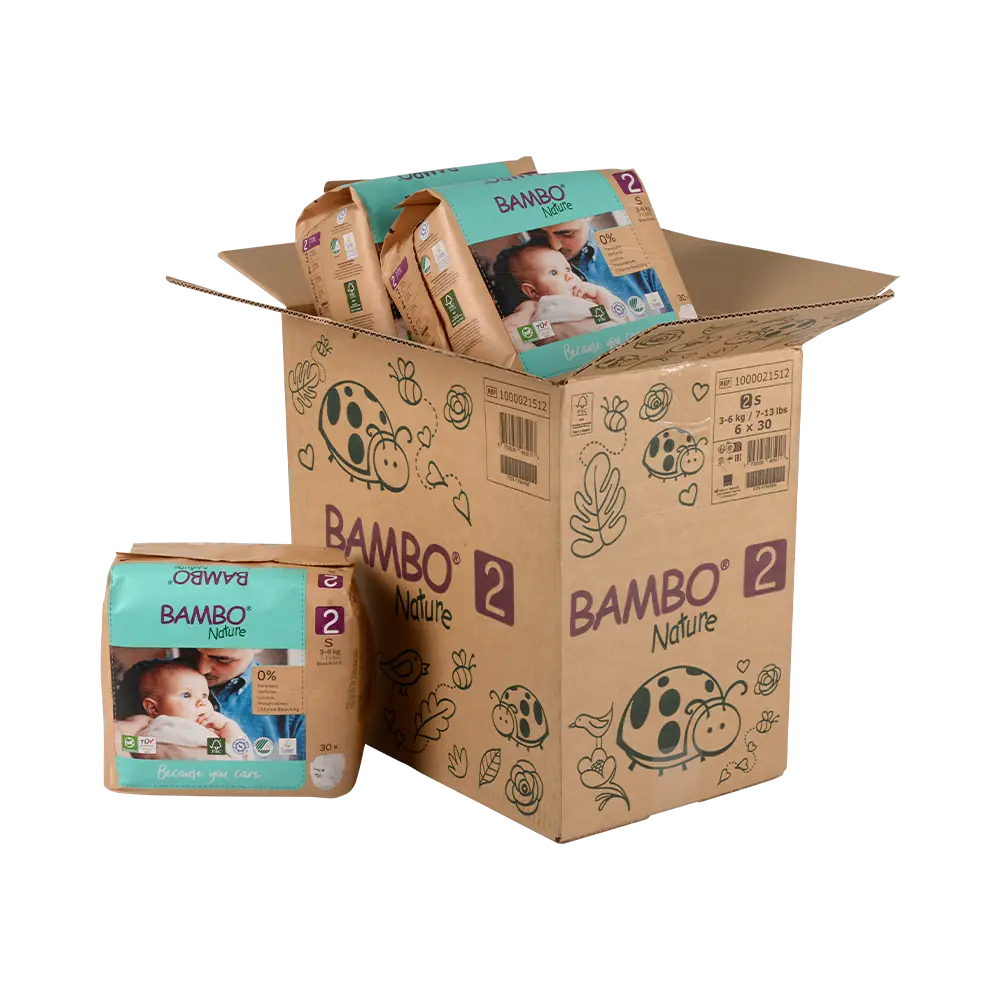 Bambo Nature Luiers Maandbox Maat 2 ( 3-6 kg), 180 stuks