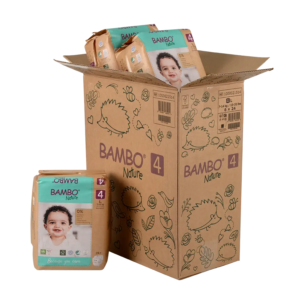 Bambo Nature Luiers Maandbox Maat 4 ( 7-14 kg), 144 stuks